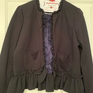 JCrew Black Ruffle Blazer